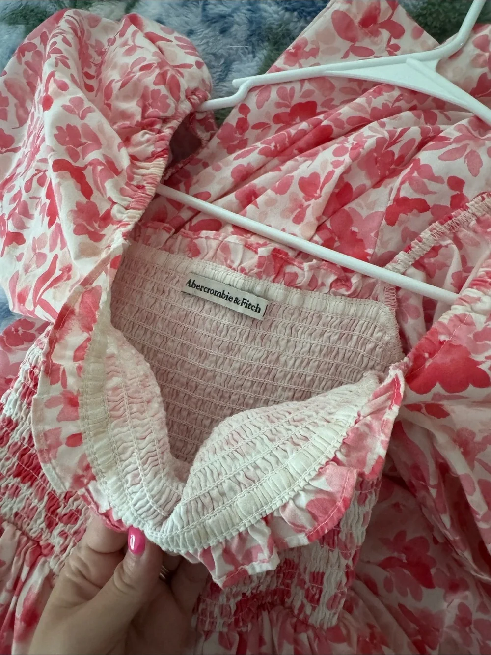 Abercrombie & Fitch Pink Floral Puff-Sleeve Maxi Dress